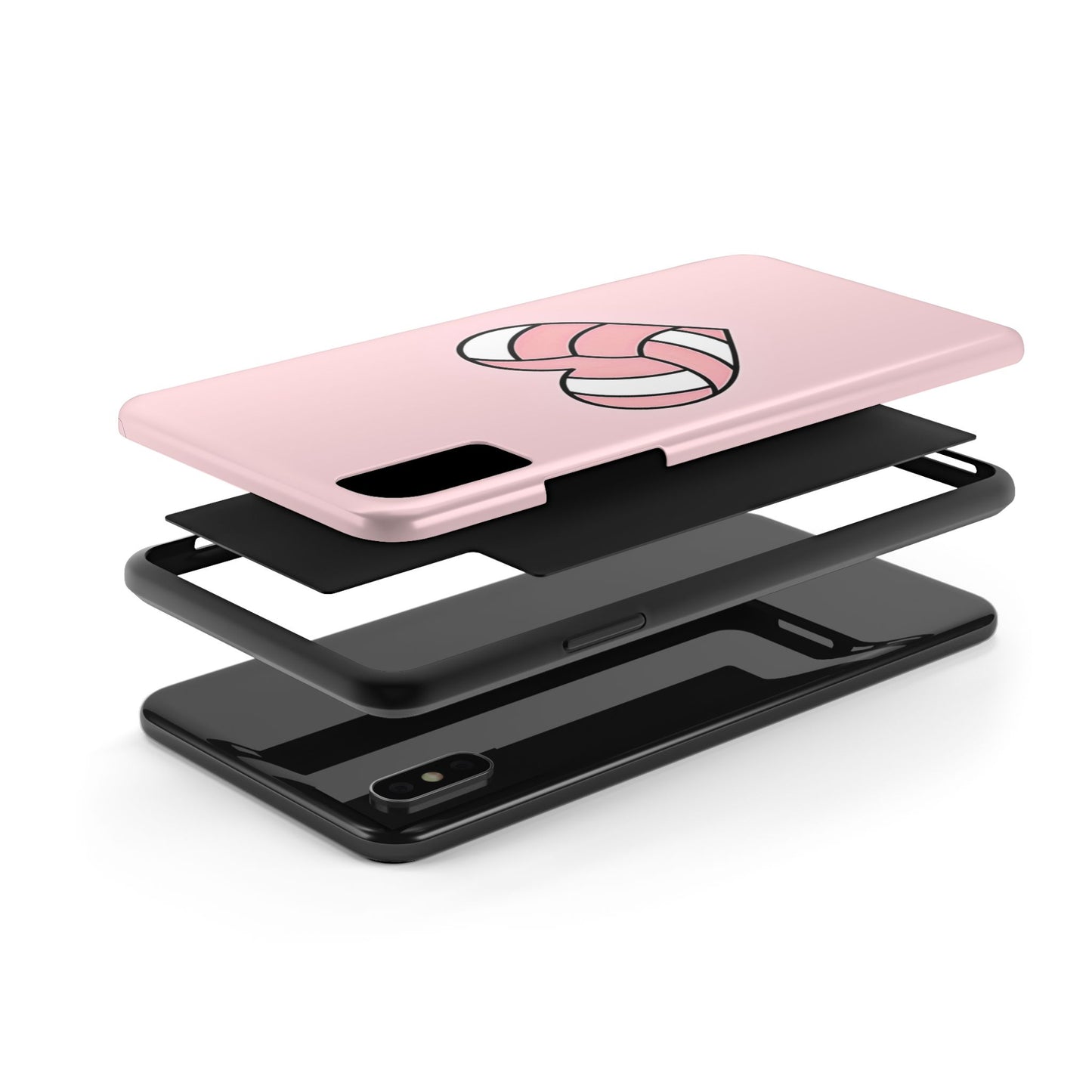 Pink Volleyball Heart Tough Phone Case | Aesthetic