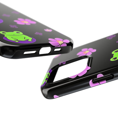 Cute Frog & Pink Flowers Pattern Style Tough Phone Case | Animals