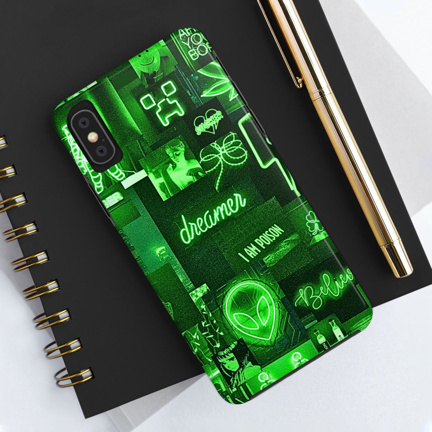 Green Neon Style Tough Phone Case | Aesthetic