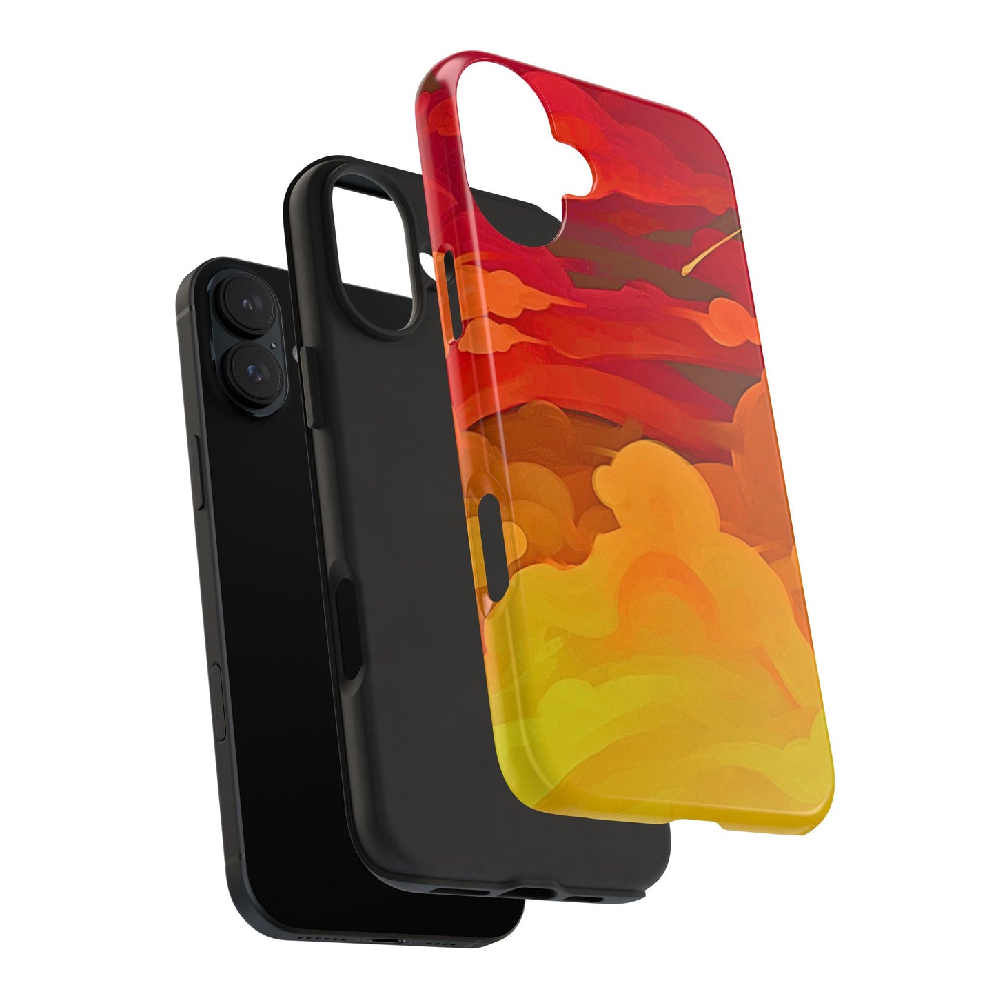 Funda resistente para teléfono con diseño de nubes rojas y naranjas | Estética