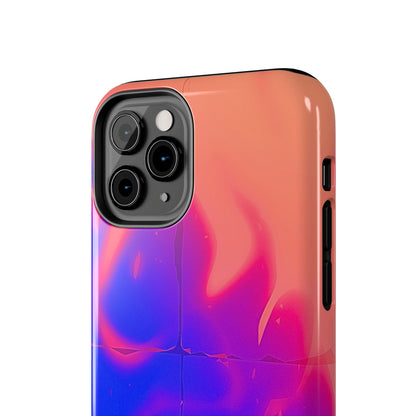Funda resistente para teléfono con diseño de llamas, degradado abstracto y resplandor del atardecer | Estética