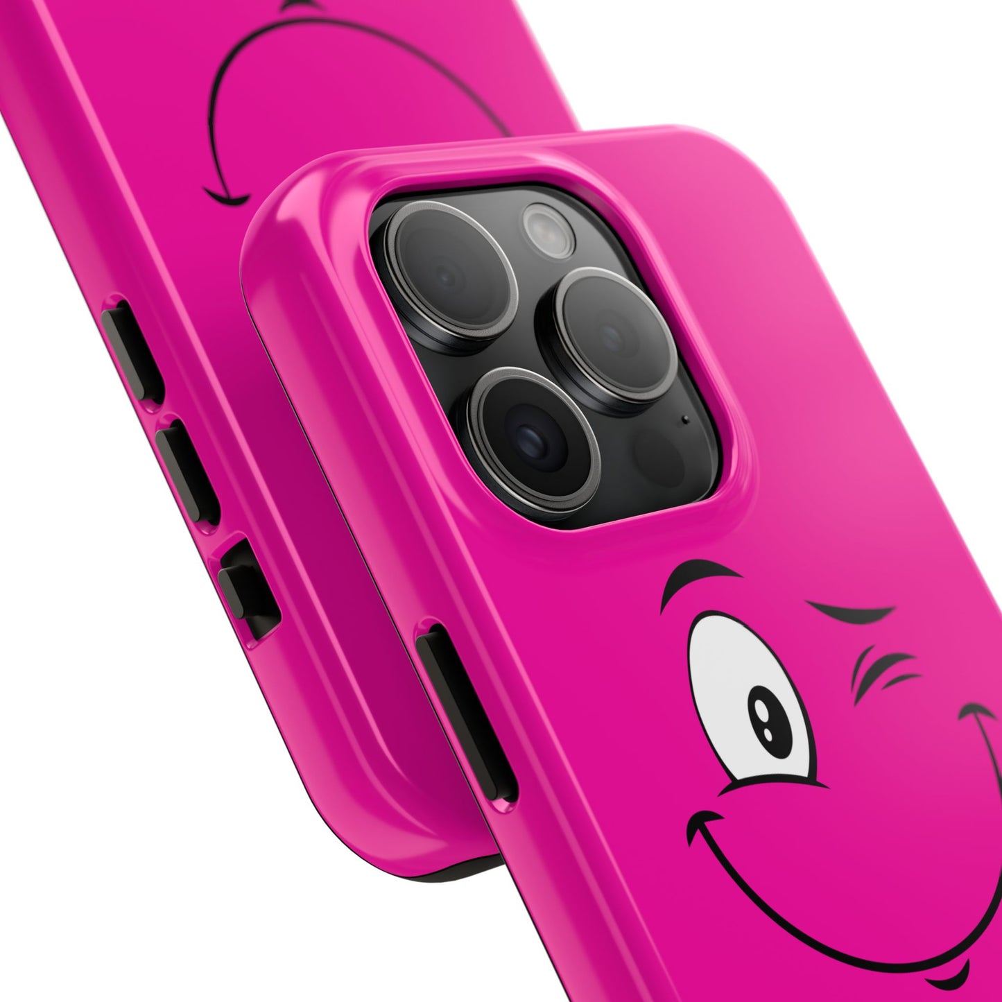 Winking Face Pink Background Cheeky Cartoon Style Tough Phone Case | Funny