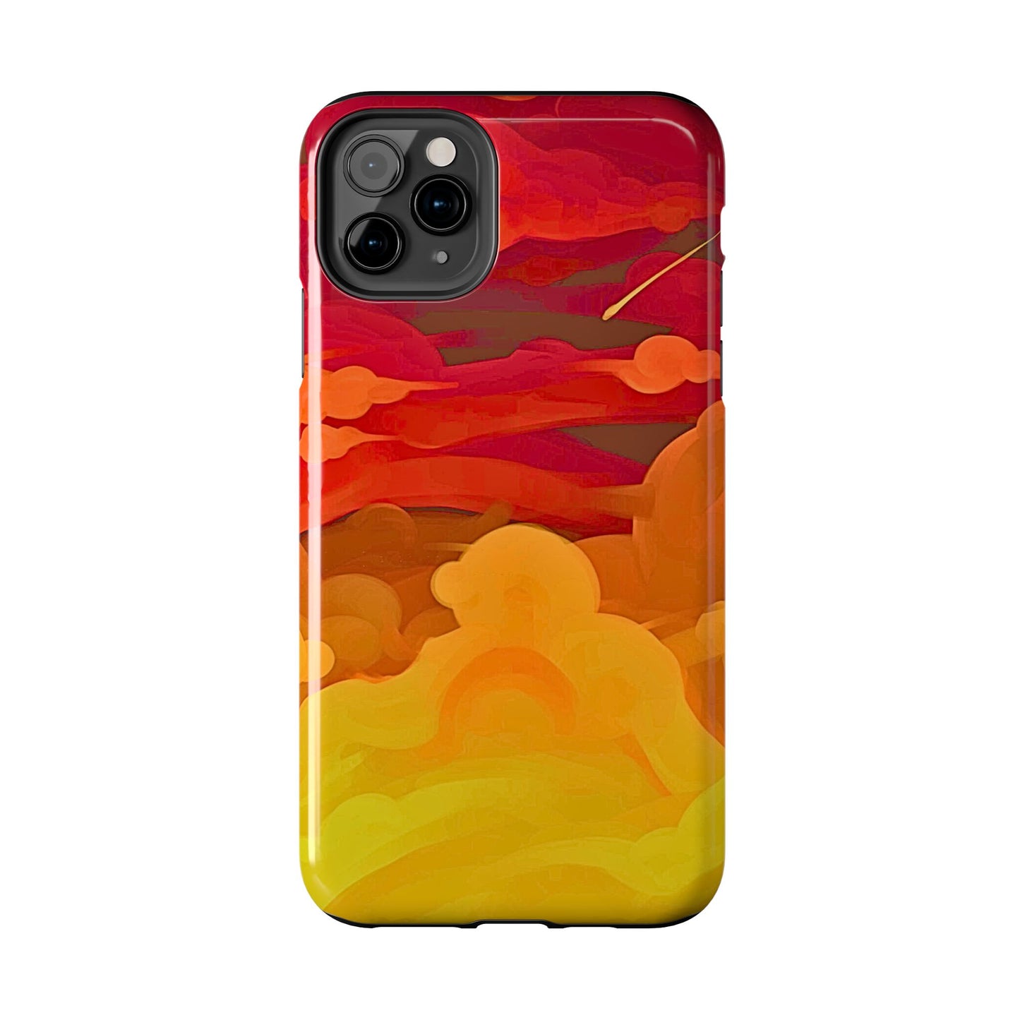 Funda resistente para teléfono con diseño de nubes rojas y naranjas | Estética