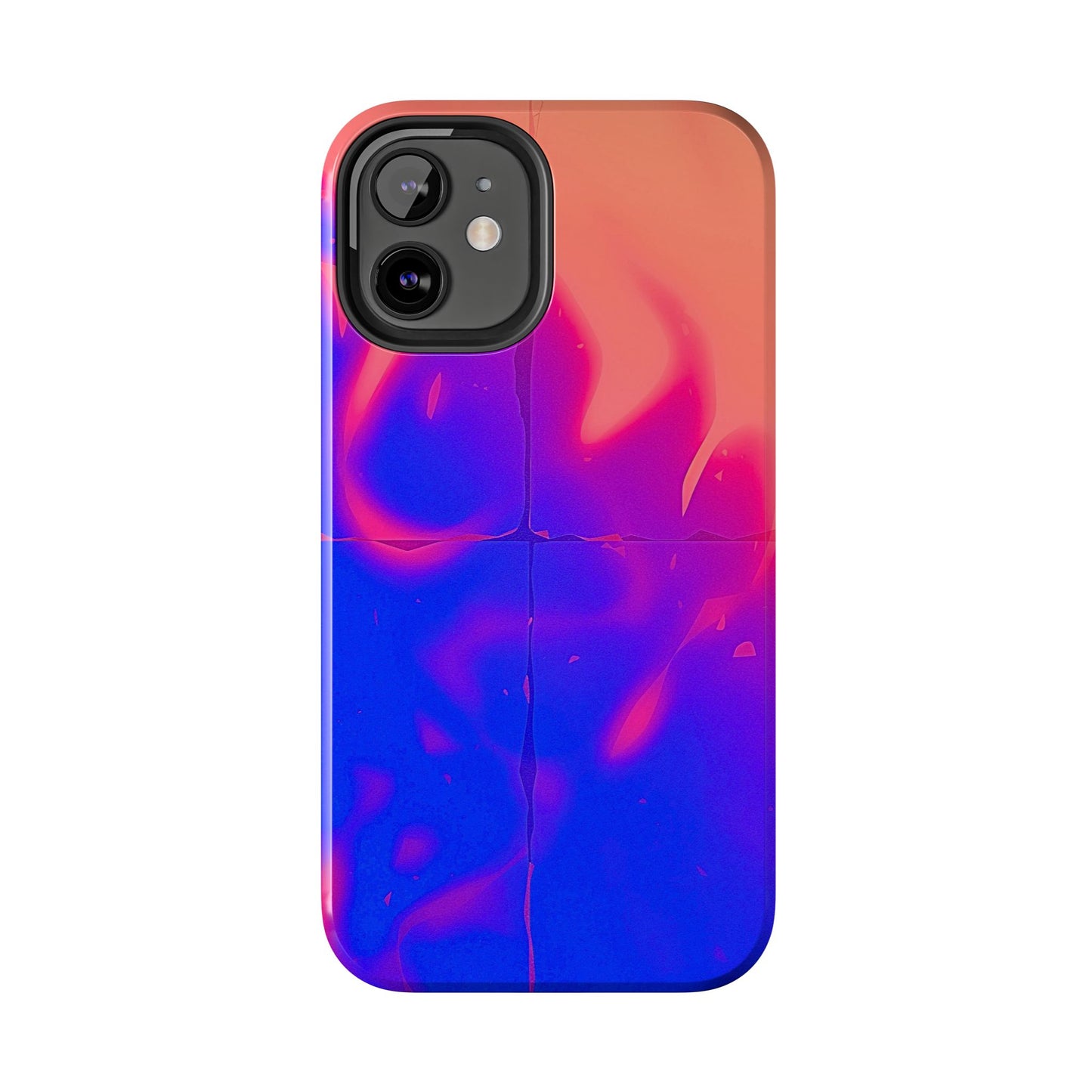 Funda resistente para teléfono con diseño de llamas, degradado abstracto y resplandor del atardecer | Estética
