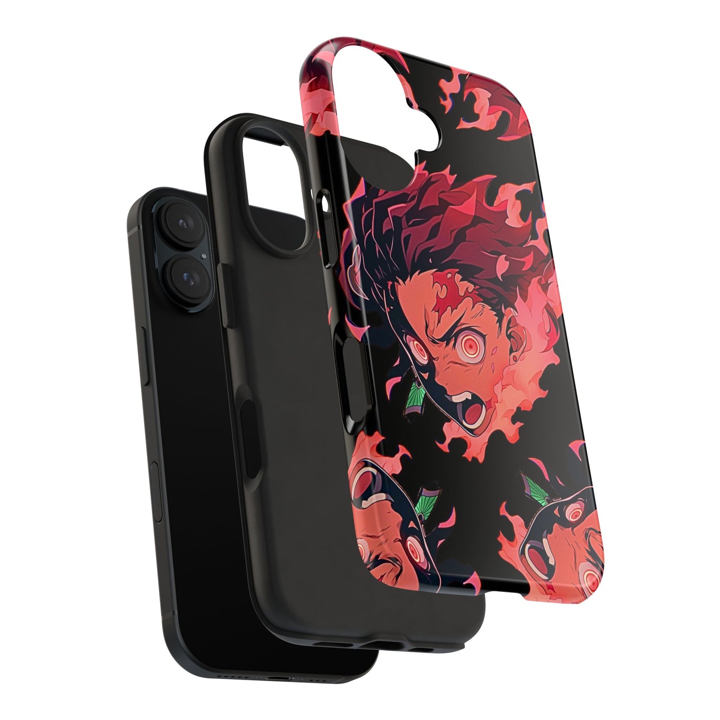 Tanjiro Kamado Flamed Style Black Tough Phone Case | Anime - Demon Slayer