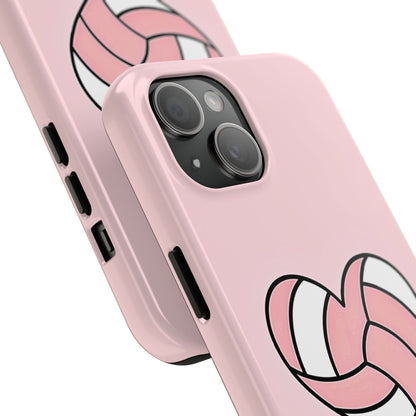 Pink Volleyball Heart Tough Phone Case | Aesthetic