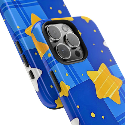 Funda resistente para teléfono con estampado de estrellas y cuadros preppy | Estética