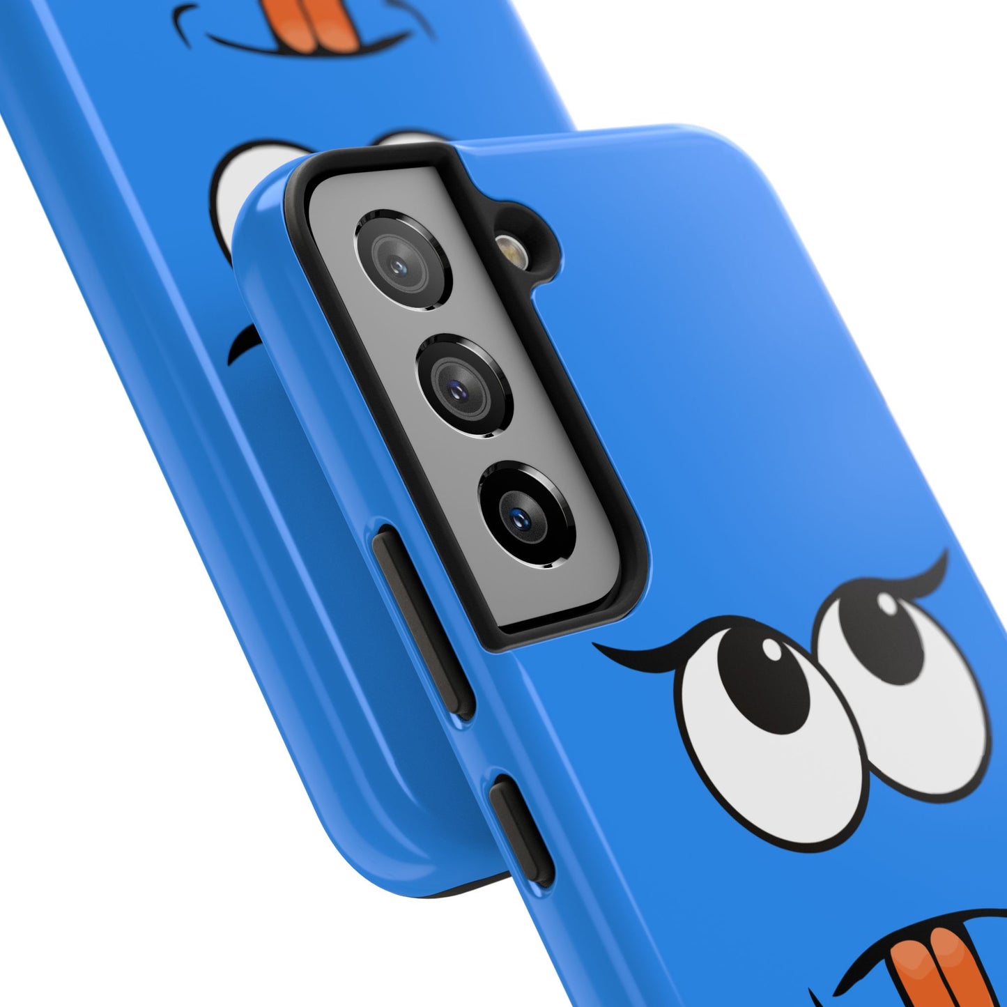 Silly Tongue Out Cartoon Face Blue Background Tough Phone Case | Funny