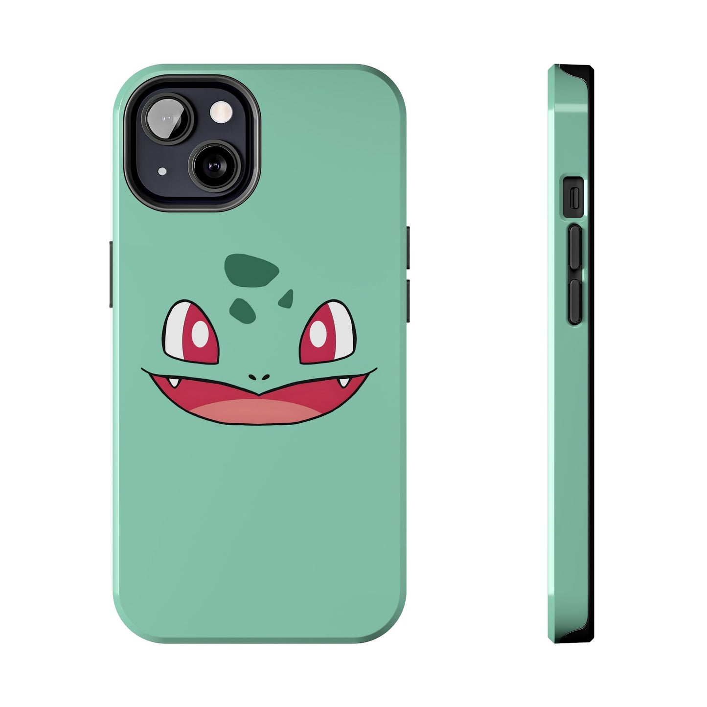 Green Leaf Dino Smile Red Eyes Cute Creature Tough Phone Case | Anime