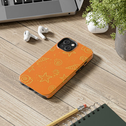 Funda resistente para teléfono con diseño de conchas naranjas | Estética