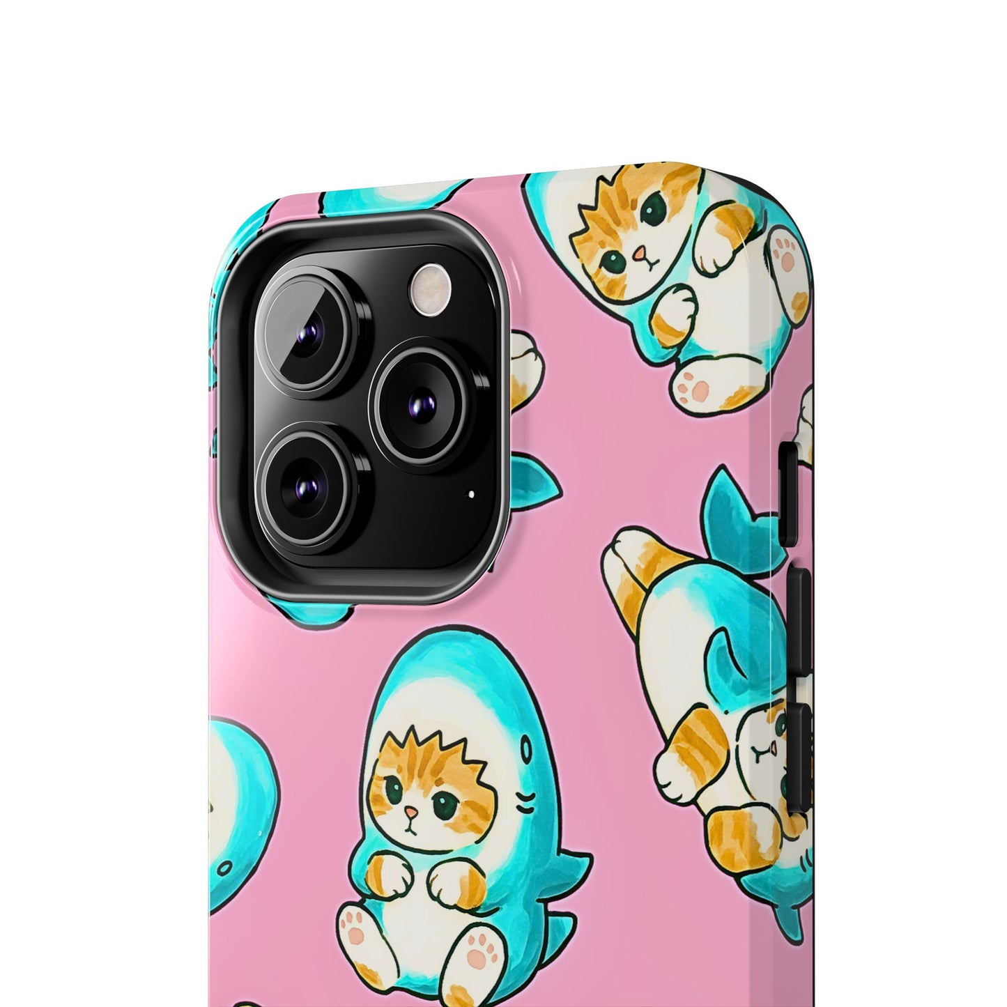 Pink Cute Shark Cats Pattern Tough Phone Case | Animals
