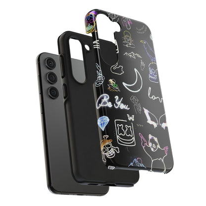 Funda resistente para teléfono estilo neón blanco | Estética