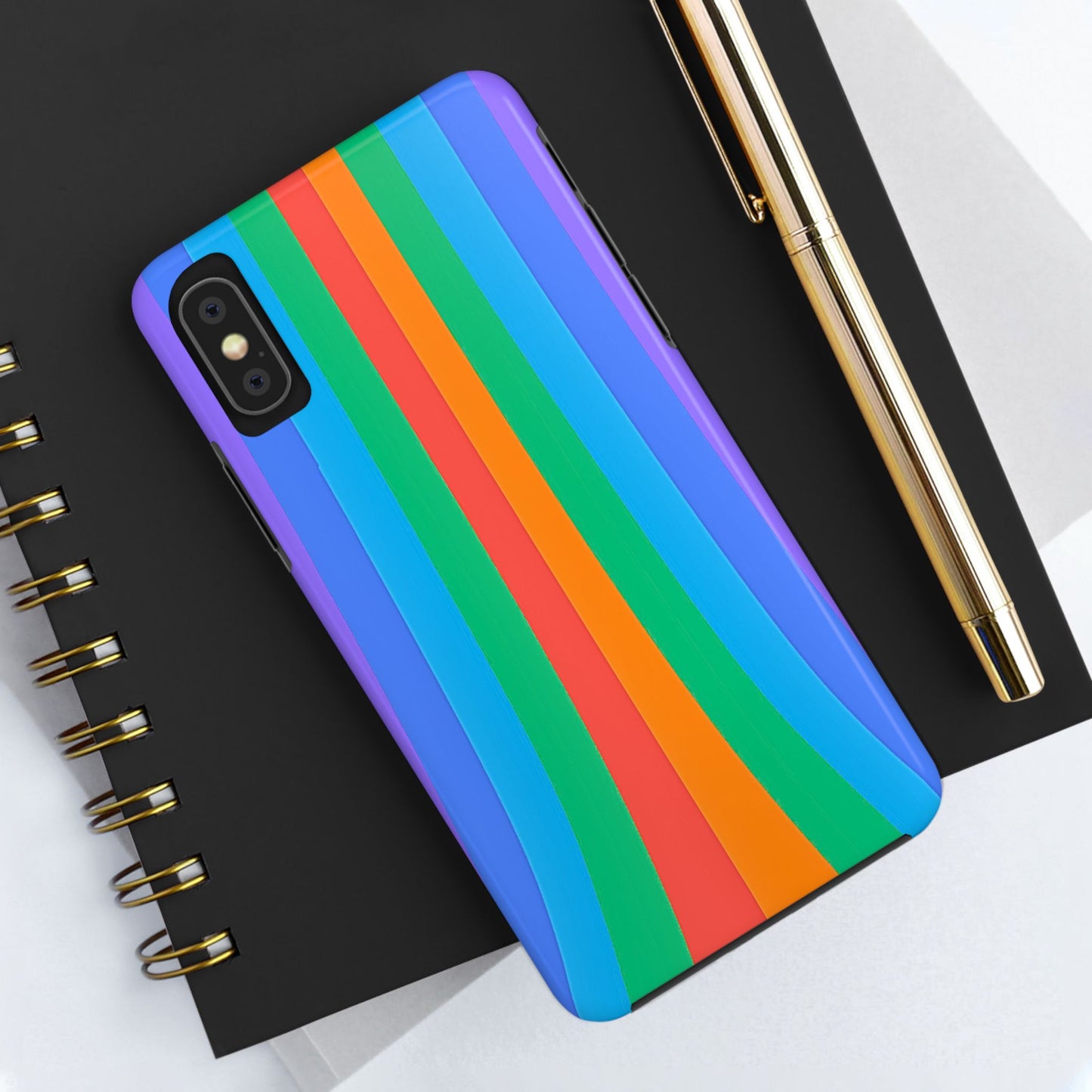 Funda resistente para teléfono con líneas de arcoíris hippies | Estética