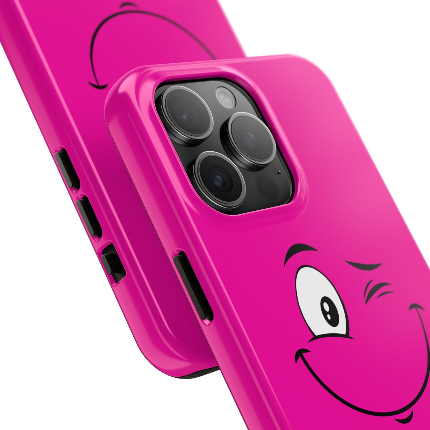 Winking Face Pink Background Cheeky Cartoon Style Tough Phone Case | Funny