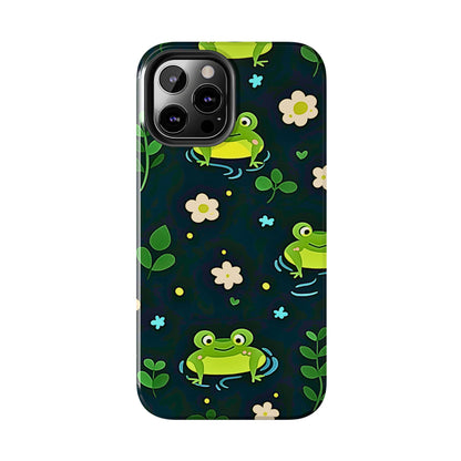 Kawaii Froggy Pattern Black Tough Phone Case | Animals
