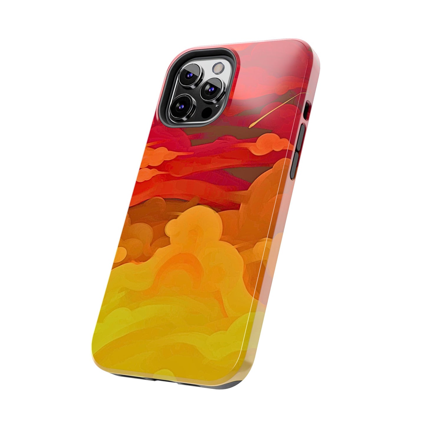 Funda resistente para teléfono con diseño de nubes rojas y naranjas | Estética