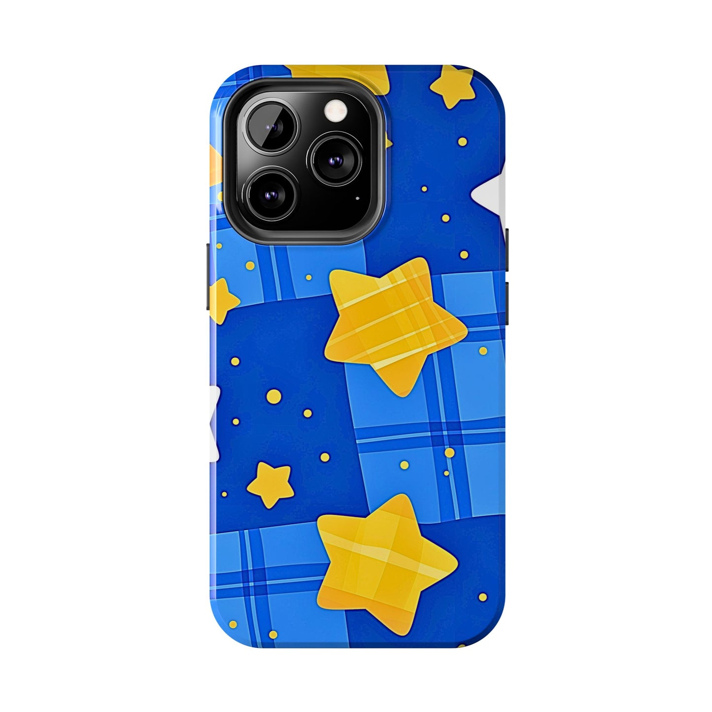 Funda resistente para teléfono con estampado de estrellas y cuadros preppy | Estética