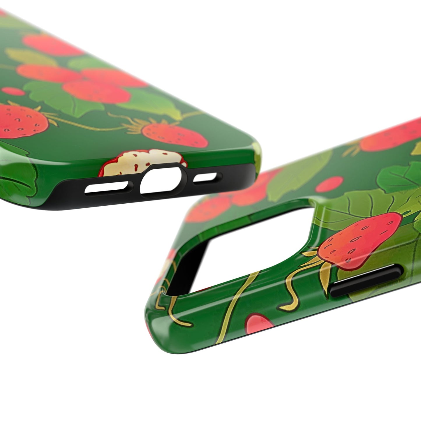 Dark Strawberry Pattern Preppy Tough Phone Case | Aesthetic