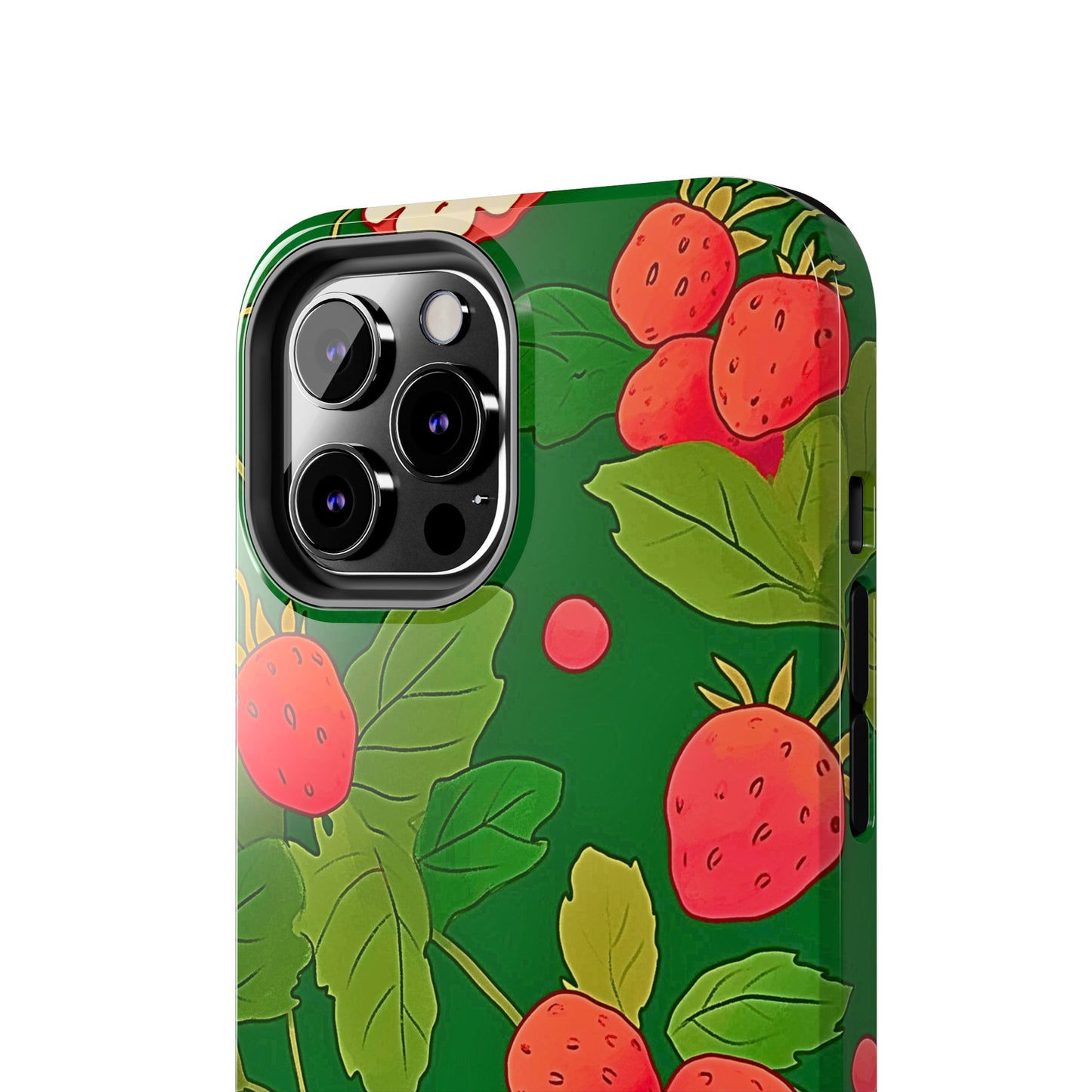 Dark Strawberry Pattern Preppy Tough Phone Case | Aesthetic