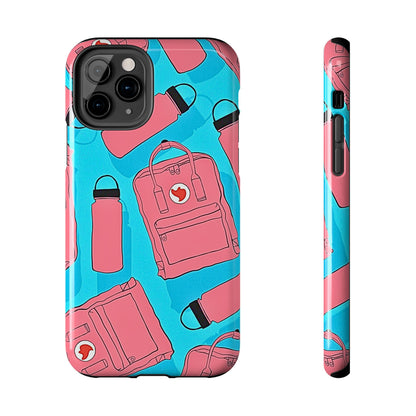 VSCO Kanken Backpack Water Bottle Pink & Blue Tough Phone Case | Aesthetic