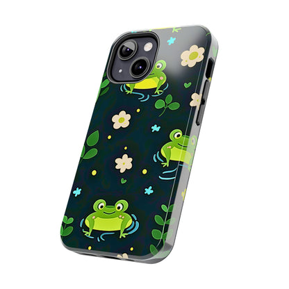 Kawaii Froggy Pattern Black Tough Phone Case | Animals