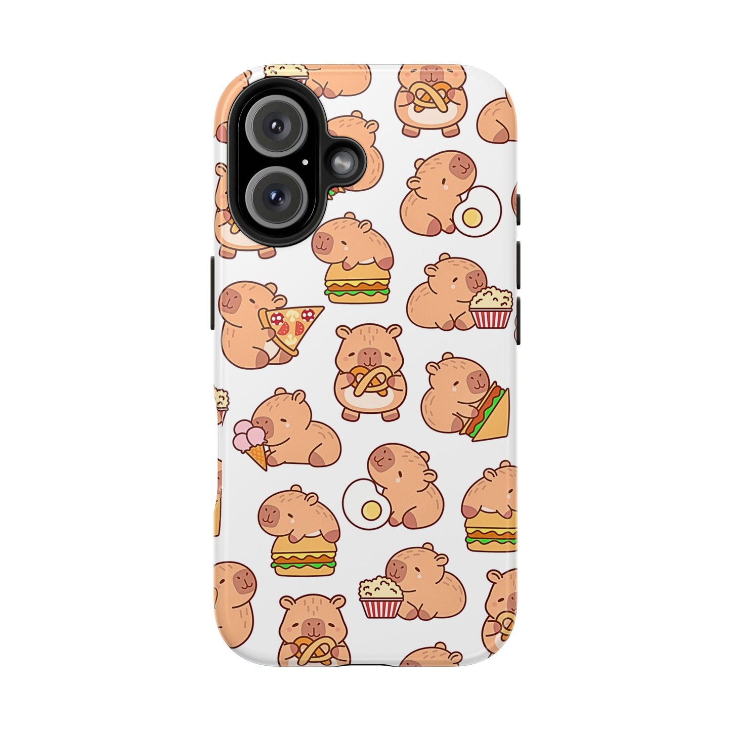 Cute Capybara Eating Pizza Ice Cream & Snacks Cartoon Food Tough Phone Case | Animals