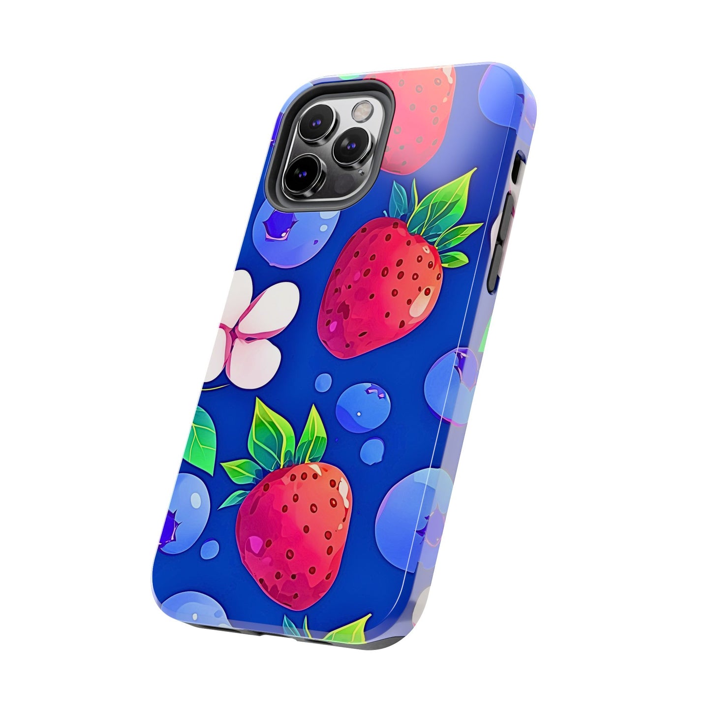 Cute Blueberry Strawberry Fruit Pattern Tough Phone Case | Aesthetic