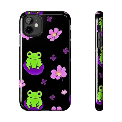 Cute Frog & Pink Flowers Pattern Style Tough Phone Case | Animals