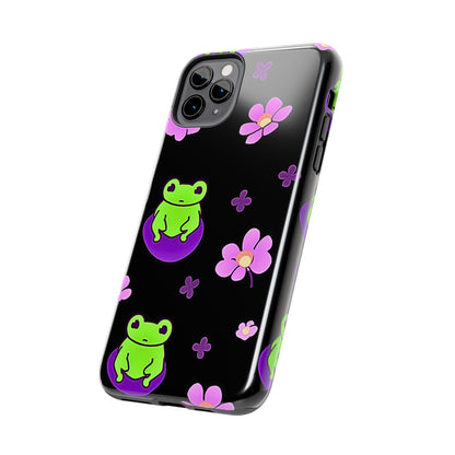 Cute Frog & Pink Flowers Pattern Style Tough Phone Case | Animals