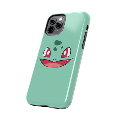 Green Leaf Dino Smile Red Eyes Cute Creature Tough Phone Case | Anime