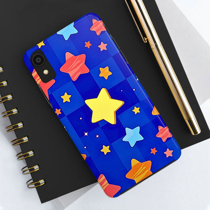 Funda resistente para teléfono con estampado de estrellas vibrantes y preppy | Estética