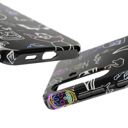 Funda resistente para teléfono estilo neón blanco | Estética