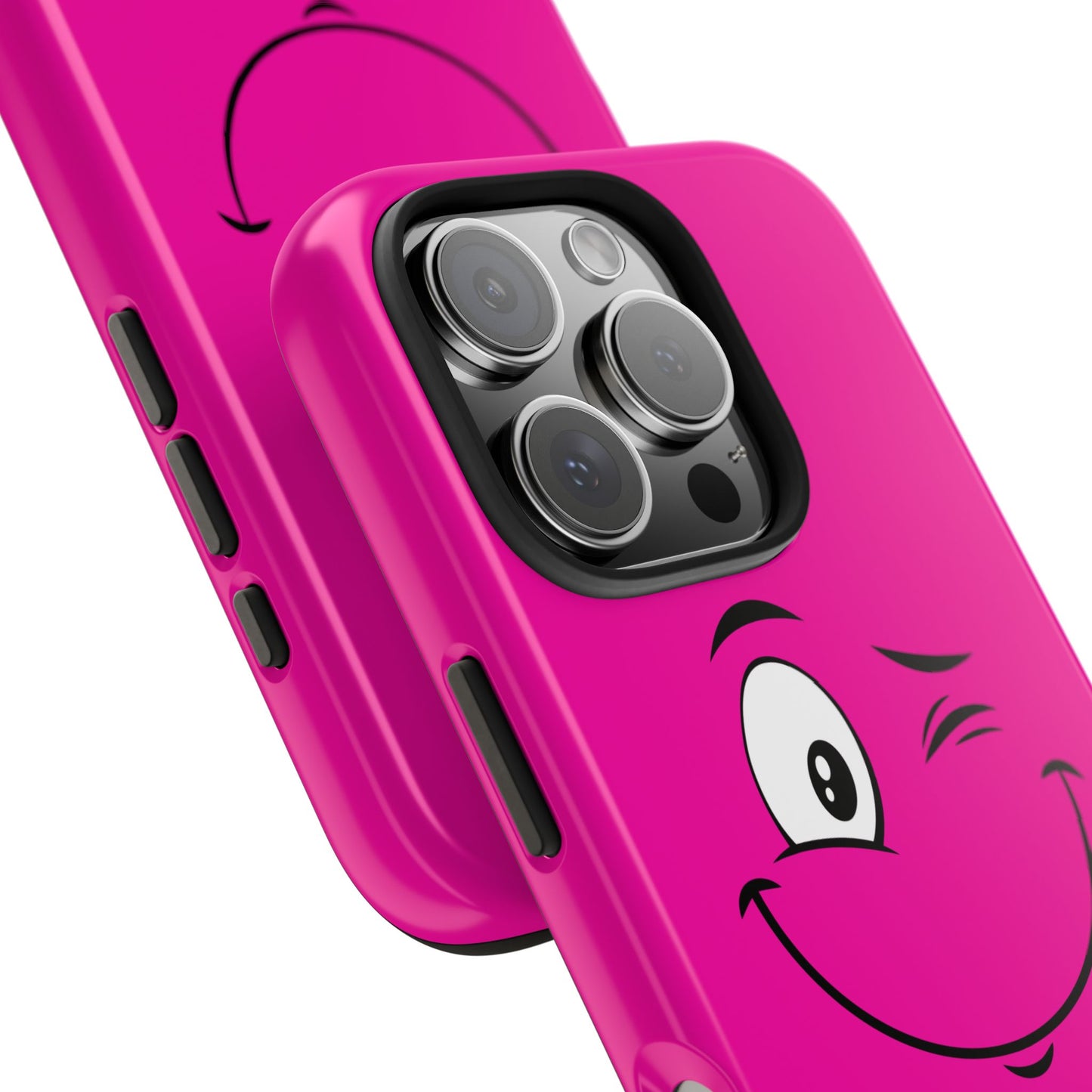Winking Face Pink Background Cheeky Cartoon Style Tough Phone Case | Funny