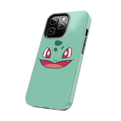 Green Leaf Dino Smile Red Eyes Cute Creature Tough Phone Case | Anime