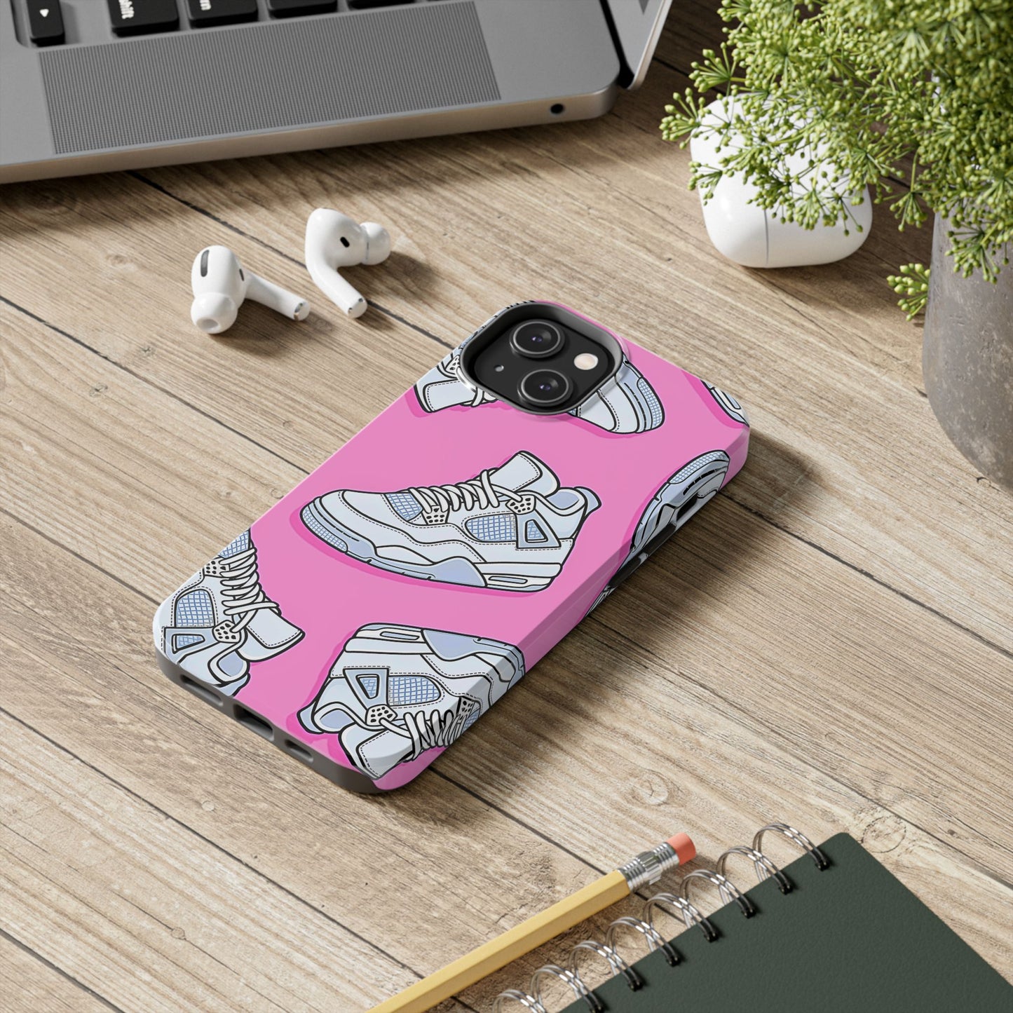 Funda resistente para teléfono con diseño de zapatillas Jordan 4 blancas | Estética