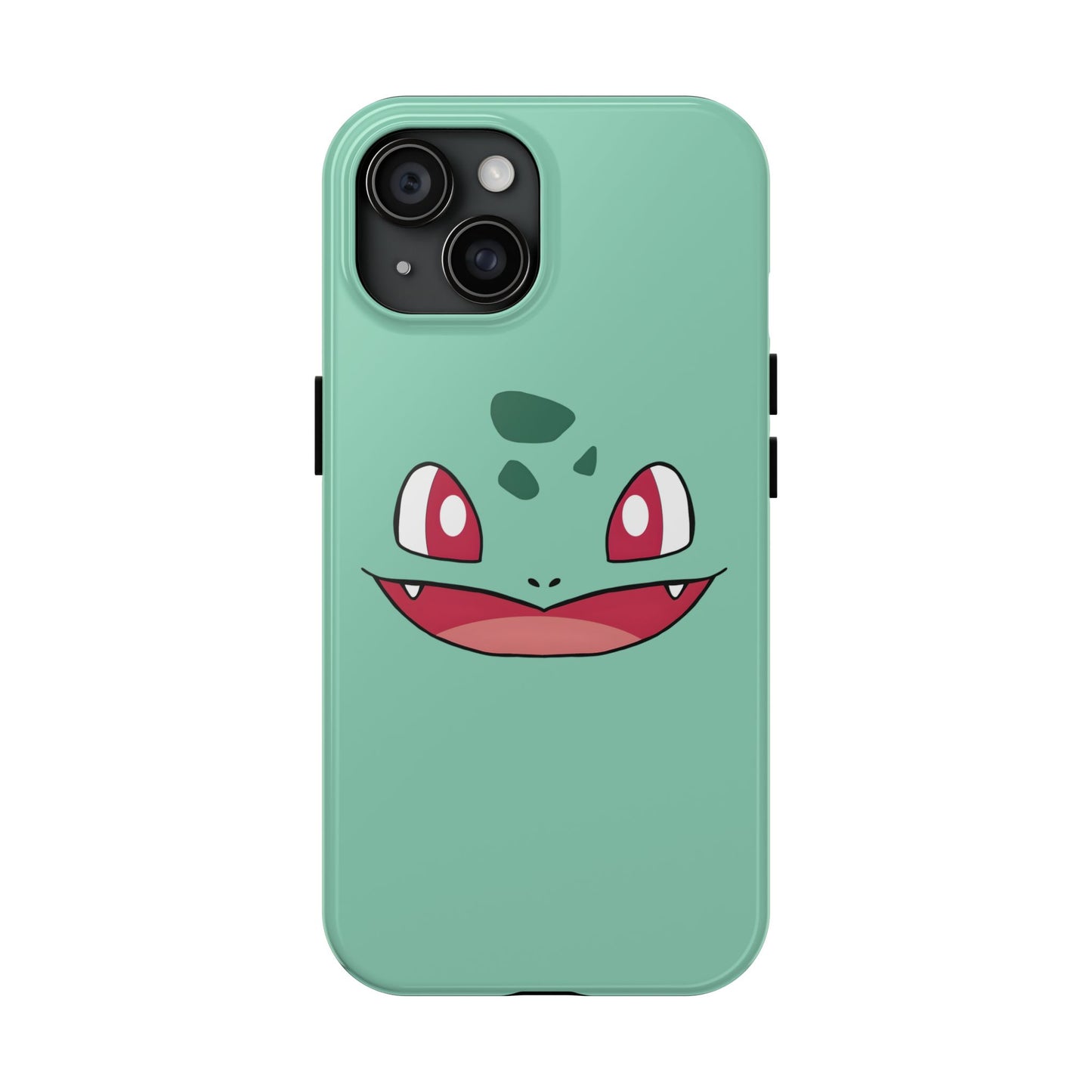 Green Leaf Dino Smile Red Eyes Cute Creature Tough Phone Case | Anime