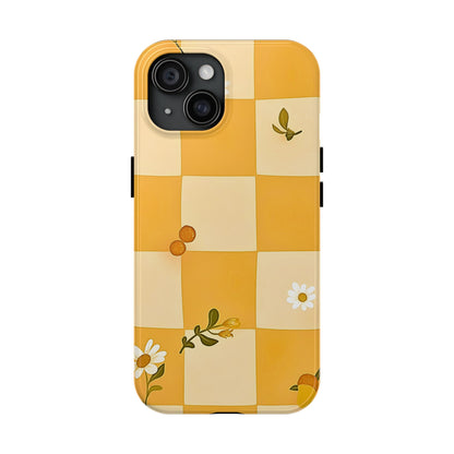 Yellow Checkered Preppy Daisies Tough Phone Case | Aesthetic