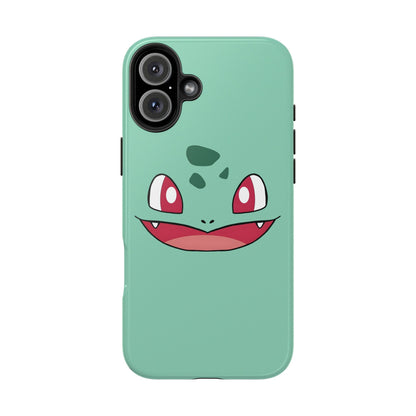 Green Leaf Dino Smile Red Eyes Cute Creature Tough Phone Case | Anime