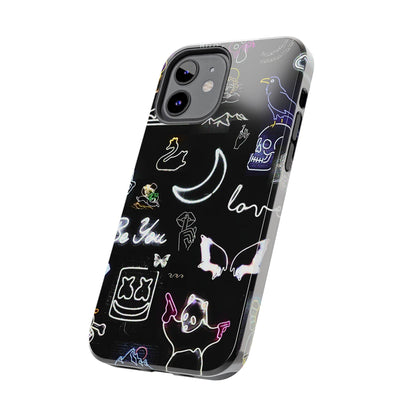 Funda resistente para teléfono estilo neón blanco | Estética