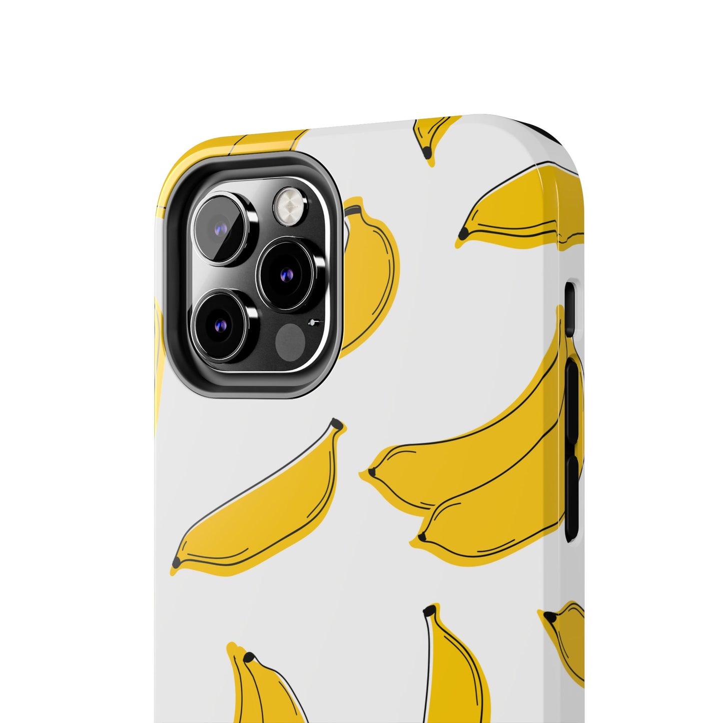 Bold Yellow Banana Pattern Minimal Line Art Tough Phone Case | Food