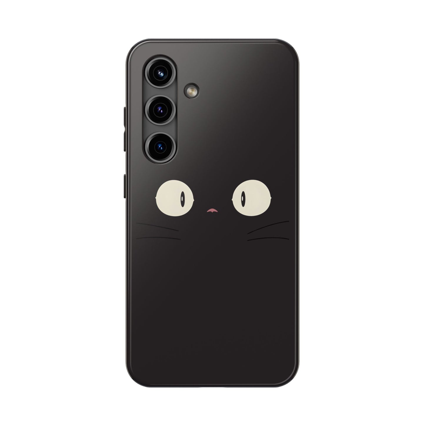 Adorable Black Cat Face and Eyes Minimal Tough Phone Case | Animals