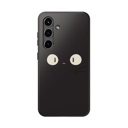 Adorable Black Cat Face and Eyes Minimal Tough Phone Case | Animals