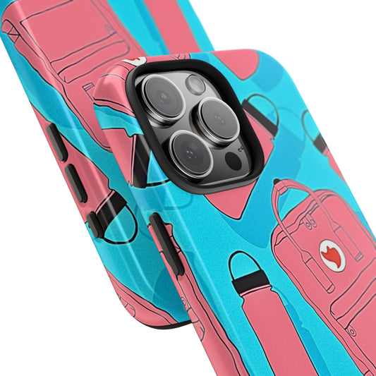 VSCO Kanken Backpack Water Bottle Pink & Blue Tough Phone Case | Aesthetic
