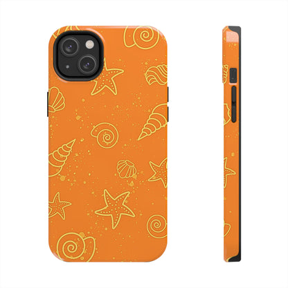 Funda resistente para teléfono con diseño de conchas naranjas | Estética
