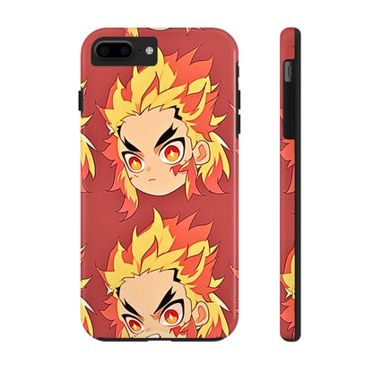 Rengoku Head Pattern Dark Orange Tough Phone Case | Anime - Demon Slayer