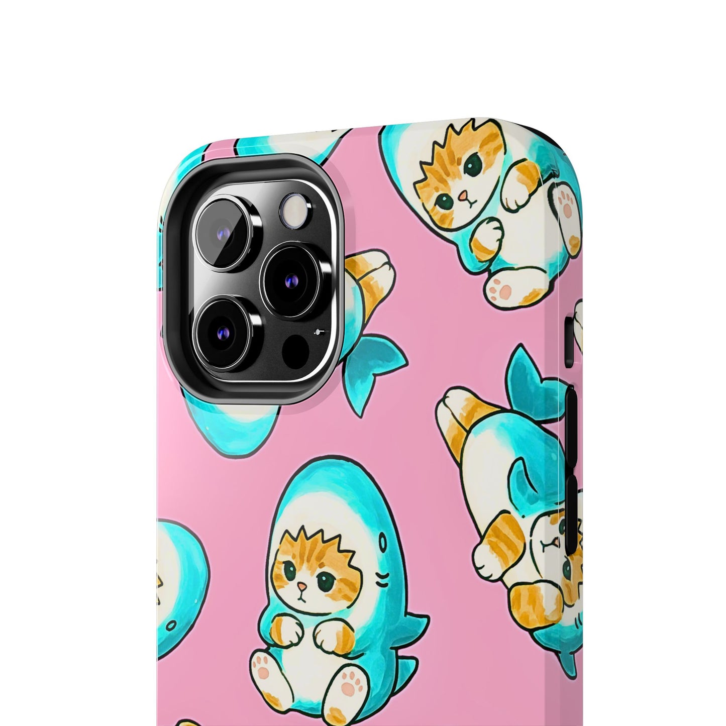 Pink Cute Shark Cats Pattern Tough Phone Case | Animals