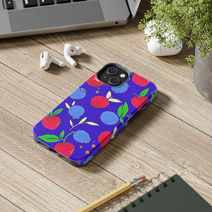 Funda resistente para teléfono con diseño de arándanos y fresas | Estética