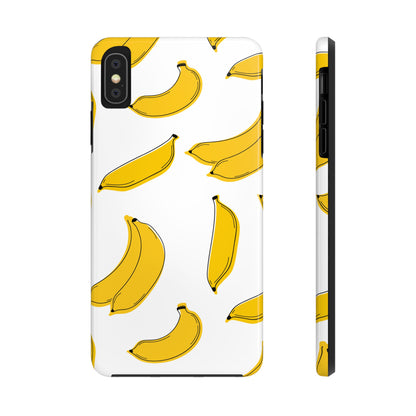 Bold Yellow Banana Pattern Minimal Line Art Tough Phone Case | Food