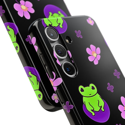 Cute Frog & Pink Flowers Pattern Style Tough Phone Case | Animals