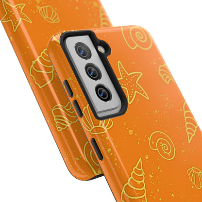 Funda resistente para teléfono con diseño de conchas naranjas | Estética